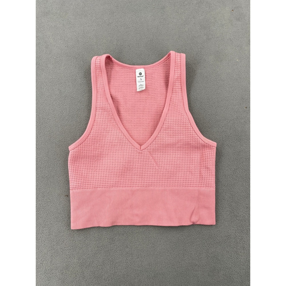 90 Degree by Reflex Pink Waffle Knit V-Neck Crop Tank Top Small RN 144527